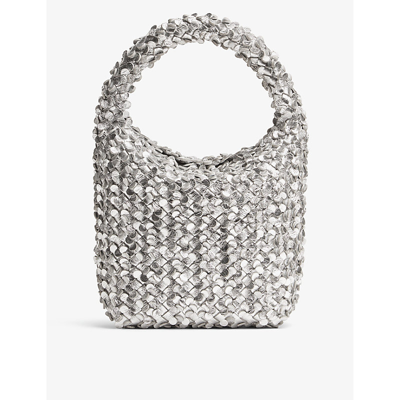 Bottega Veneta Cabat Metallic Sequin Bucket Bag In Silver-gold