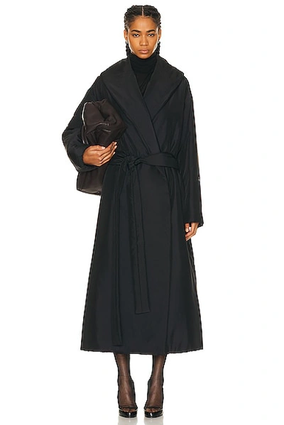 The Row Francine Padded Oversized Belted Shell Coat In Black