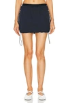 Grlfrnd Cinched Mini Skirt In Navy & Ivory