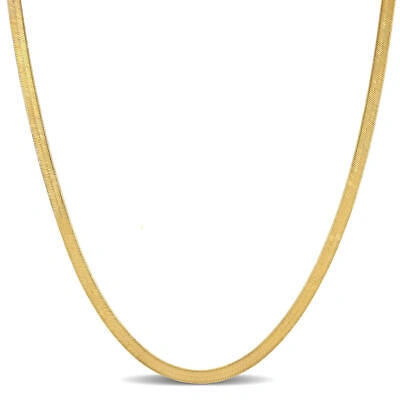 Pre-owned Amour 3.5mm Flex Herringbone Chain Necklace In 10k Yellow Gold, 18 In