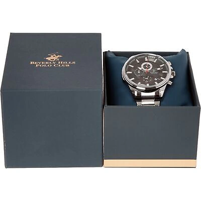 Pre-owned Beverly Hills Polo Club Beverly Hills Polo Mans Club Luxury Gift Watch Round Tone Watch...