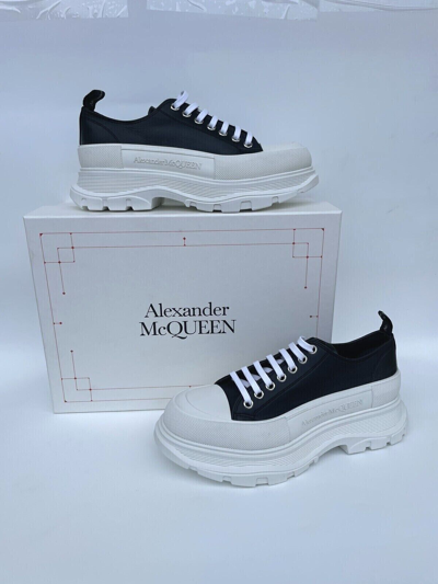 Pre-owned Alexander Mcqueen $695  Men White Black Tread Slick Sneaker Shoe Size Eu 43 Us 10