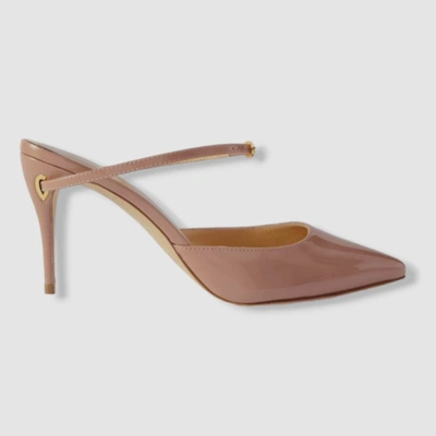 Pre-owned Jennifer Chamandi $695  Women's Beige Giuseppe Patent Stiletto Mule Heel Shoes 38