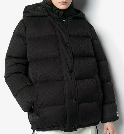 Pre-owned Burberry Sellindge Black Tb Monogram Logo Hooded Down Puffer Jacket S