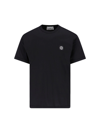Stone Island Short-sleeved T-shirt With Compass Logo Patch In Black