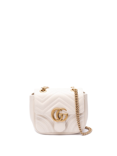 Gucci Gg Marmont Mini Leather Shoulder Bag In Beige