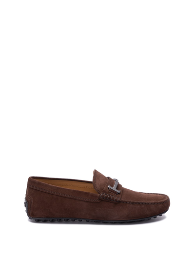 Tod's `double T Time City Gommino` Loafers In Brown