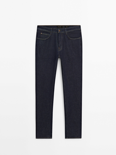 Massimo Dutti Tapered Fit Rinse Wash Jeans In Indigo