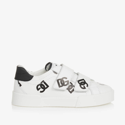 Dolce & Gabbana Kids Leather Portofino Sneakers In White