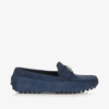 DOLCE & GABBANA BOYS NAVY BLUE SUEDE LEATHER MOCCASINS