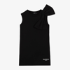 BALMAIN GIRLS BLACK COTTON BOW DRESS