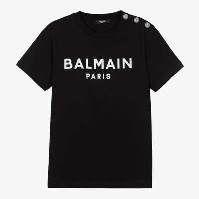 Balmain Paris Cotton T-shirt In Black