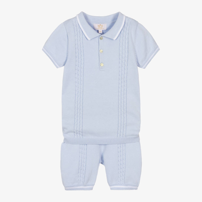 Caramelo Babies' Boys Blue Cotton Knit Shorts Set