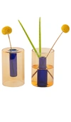 Block Design Small Reversible Glass Vase In Peach