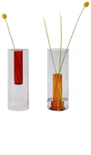 Block Design Large Reversible Glass Vase In Grey