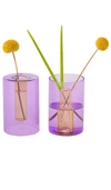 Block Design Small Reversible Glass Vase In Purple