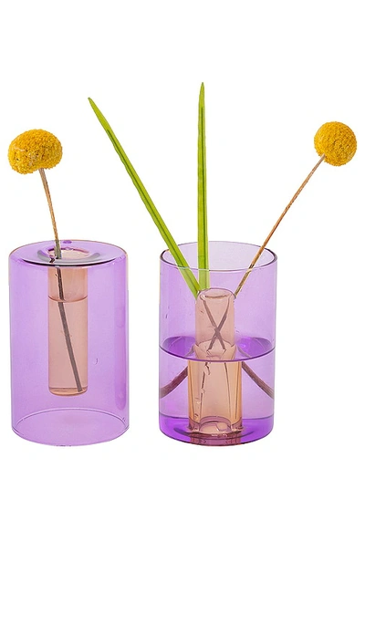 Block Design Small Reversible Glass Vase In Purple