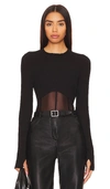 Michael Lauren Danton Rib Mesh Corset Top In Black