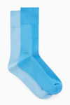 Cos 2-pack Ribbed Panel Socks In Blue