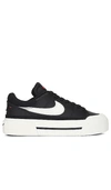 Nike Court Legacy Lift Dm7590-001 Sneakers Womens 12 Black Platform Shoes Tf6047 In Black  Sail  & Team Orange