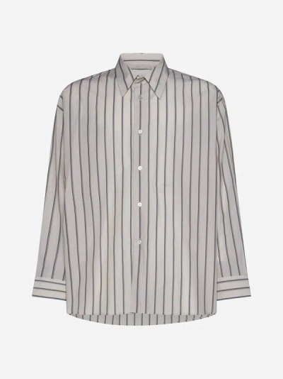 Studio Nicholson Loche Pinstriped Cotton Shirt In Soft Plaster