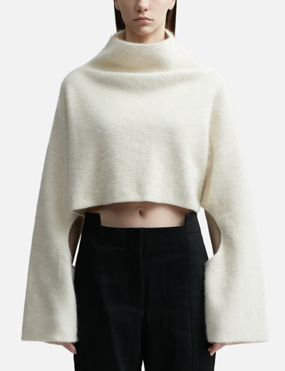 Jw Anderson Off-white Cropped Cut-out Sweater