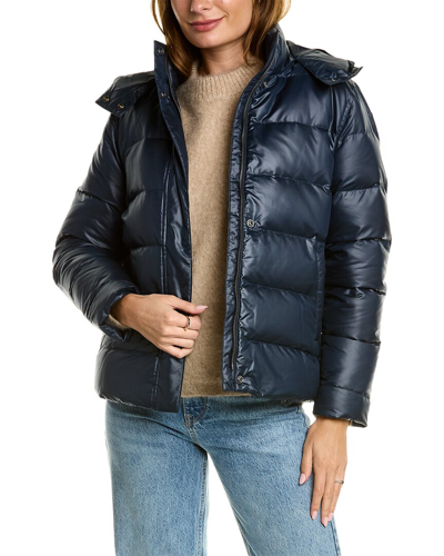 Brooks Brothers Short Puffer Down Coat In Blue