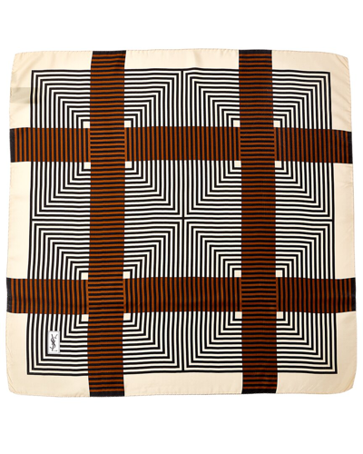 Saint Laurent Printed Silk-satin Scarf In Ivory Red