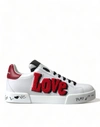 DOLCE & GABBANA WHITE LOVE PATCH PORTOFINO CLASSIC SNEAKERS SHOES