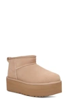 Ugg Classic Ultra Mini 1135092-san Platform Boots Women Sand Suede Comfort Ankle In Beige