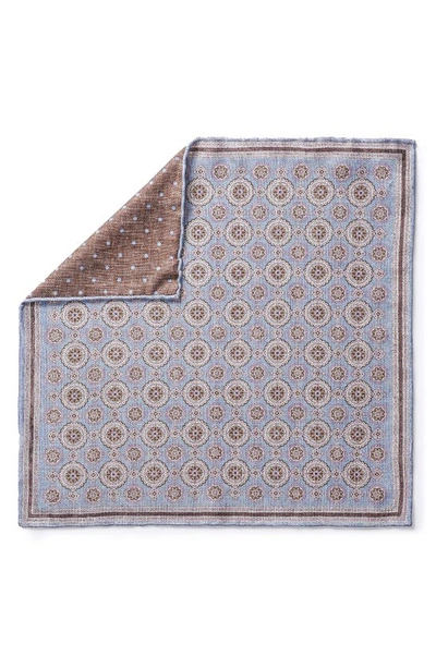 Jack Victor Selby Reversible Silk Pocket Square In Sky Blue