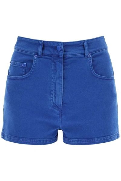 Moschino Garment Dyed Denim Shorts In Blue