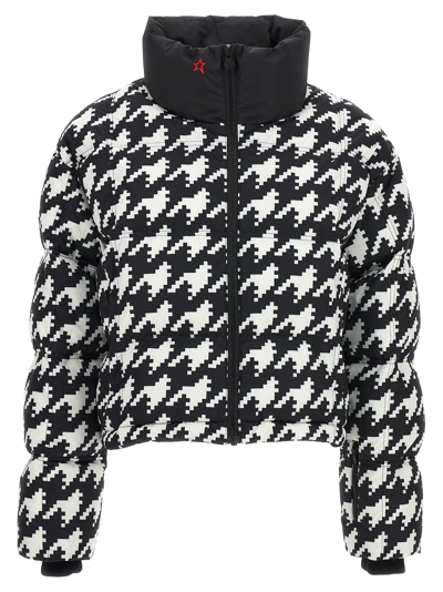 Perfect Moment Nevada Duvet Ii Quilted Houndstooth Down Ski Jacket In White/black