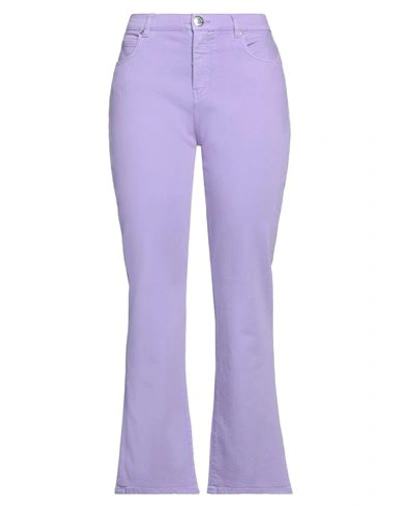 Pinko Denim Woman Pants Light Purple Size 33 Cotton, Viscose, Lyocell, Elastomultiester, Elastane In Purple