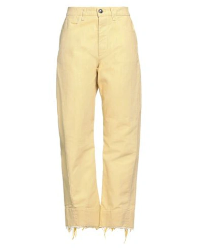 Jil Sander Woman Denim Pants Yellow Size 6 Cotton