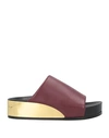 Jil Sander Woman Sandals Burgundy Size 7 Soft Leather In Red