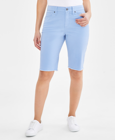 Style & Co Women's Mid-rise Raw-edge Bermuda Jean Shorts, Created For Macy's In Pleasant Peri