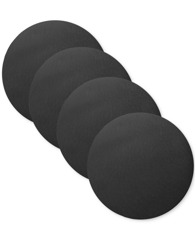 Villeroy & Boch Manufacture Rock Round Faux Leather Placemats, Set Of 4 In Black