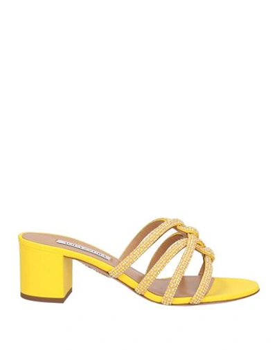 Aquazzura Woman Sandals Yellow Size 9 Soft Leather In Yellow