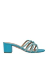 Aquazzura Woman Sandals Turquoise Size 12 Soft Leather In Blue