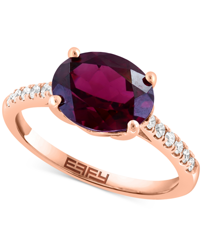Effy Collection Effy Rhodolite (3 Ct. T.w.) & Diamond (1/4 Ct. T.w.) Ring In 14k Rose Gold
