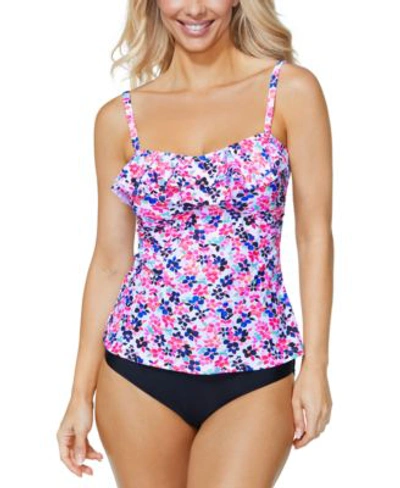 ISLAND ESCAPE WOMENS PRINTED TAHITI BANDINI RUFFLED TANKINI SWIM TOP SOLID BIKINI BOTTOMS CREATED FOR MACYS