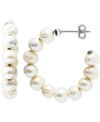 Giani Bernini Cultured Freshwater Pearl (5mm) Small Hoop Earrings In Sterling Silver, 1", Created For Macy's In Silver