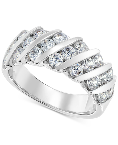 Macy's Diamond Diagonal Channel-set Anniversary Ring (1-1/3 Ct. T.w.) In 14k White Gold