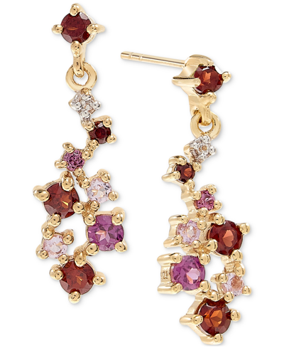 Macy's Multi-gemstone Cluster Drop Earrings (5/8 Ct. T.w.) In 14k Gold-plated Sterling Silver