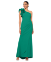 Xscape Ruffle One-shoulder Scuba Crepe Gown In Green