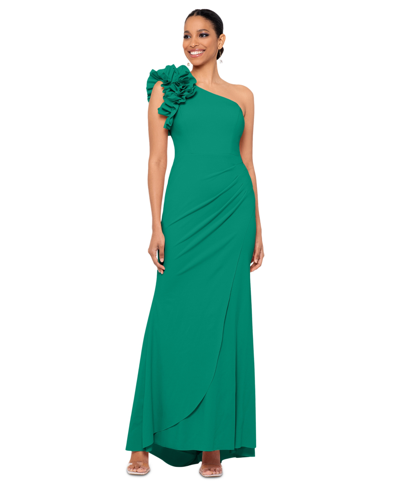 Xscape Women's Ruffled One-shoulder Gown In Green