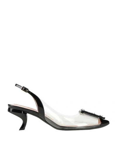 Roger Vivier Woman Pumps Black Size 7.5 Soft Leather, Textile Fibers In Black