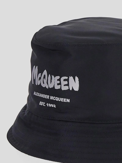 Alexander Mcqueen Graffiti Logo Bucket Hat In Blackivory