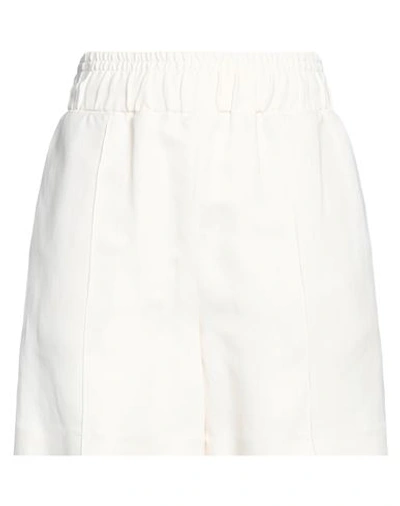 BRUNELLO CUCINELLI BRUNELLO CUCINELLI WOMAN SHORTS & BERMUDA SHORTS IVORY SIZE 2 VISCOSE, LINEN